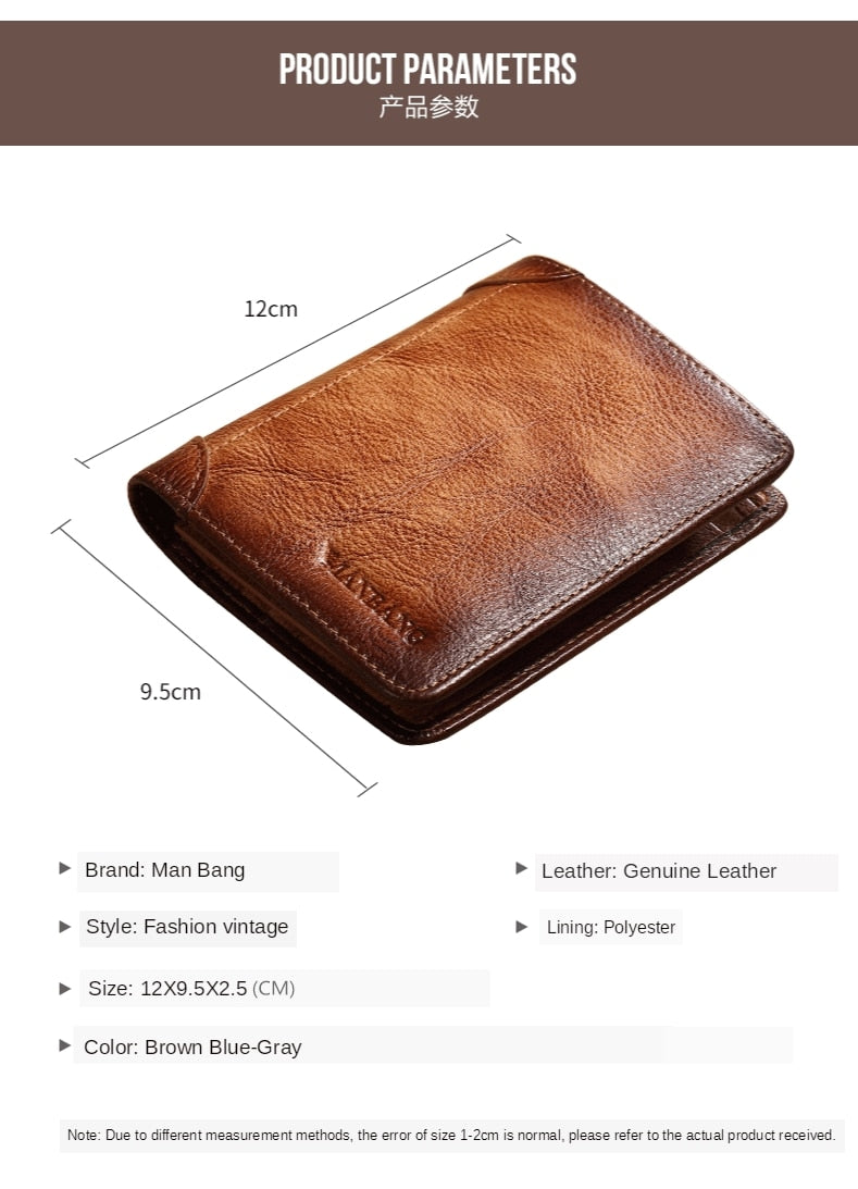 ParGrace  Genuine Leather Men Wallet Small Mini Card Holder  High Quality