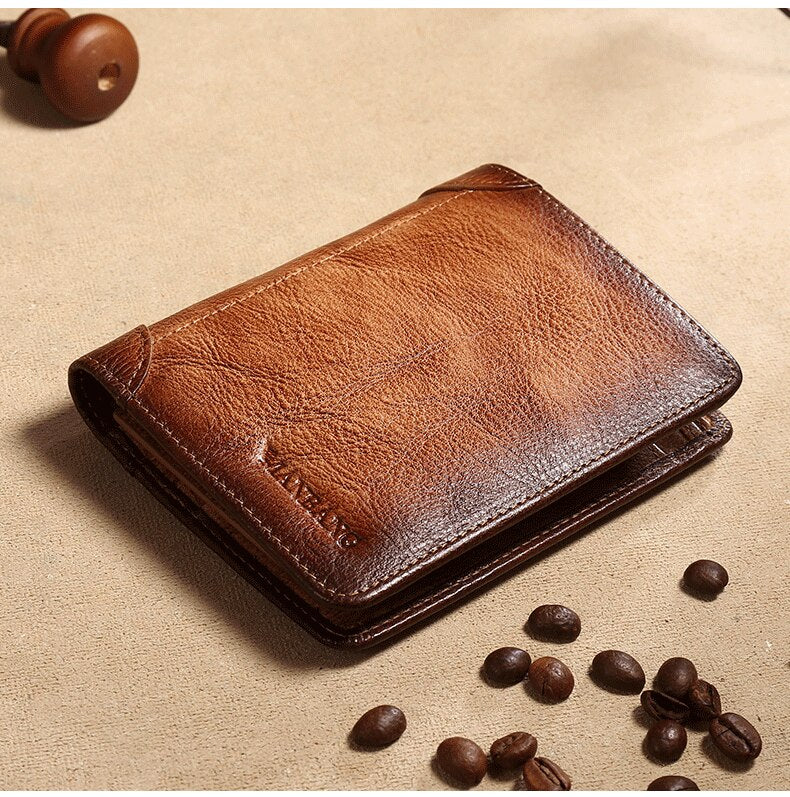 ParGrace  Genuine Leather Men Wallet Small Mini Card Holder  High Quality