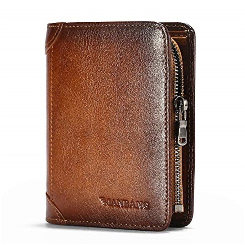 ParGrace  Genuine Leather Men Wallet Small Mini Card Holder  High Quality