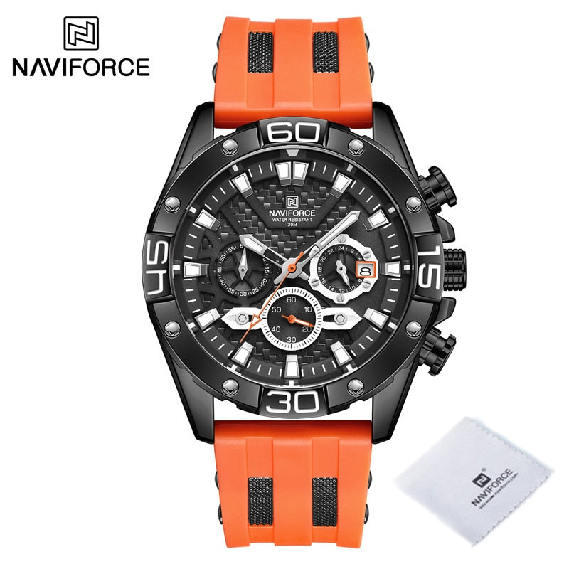 ParGrace Luxury  Silicone Strap Waterproof Sport Chronograph Quartz WristWatch Clock With Date