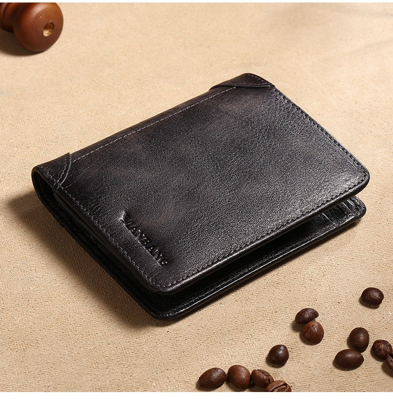ParGrace  Genuine Leather Men Wallet Small Mini Card Holder  High Quality