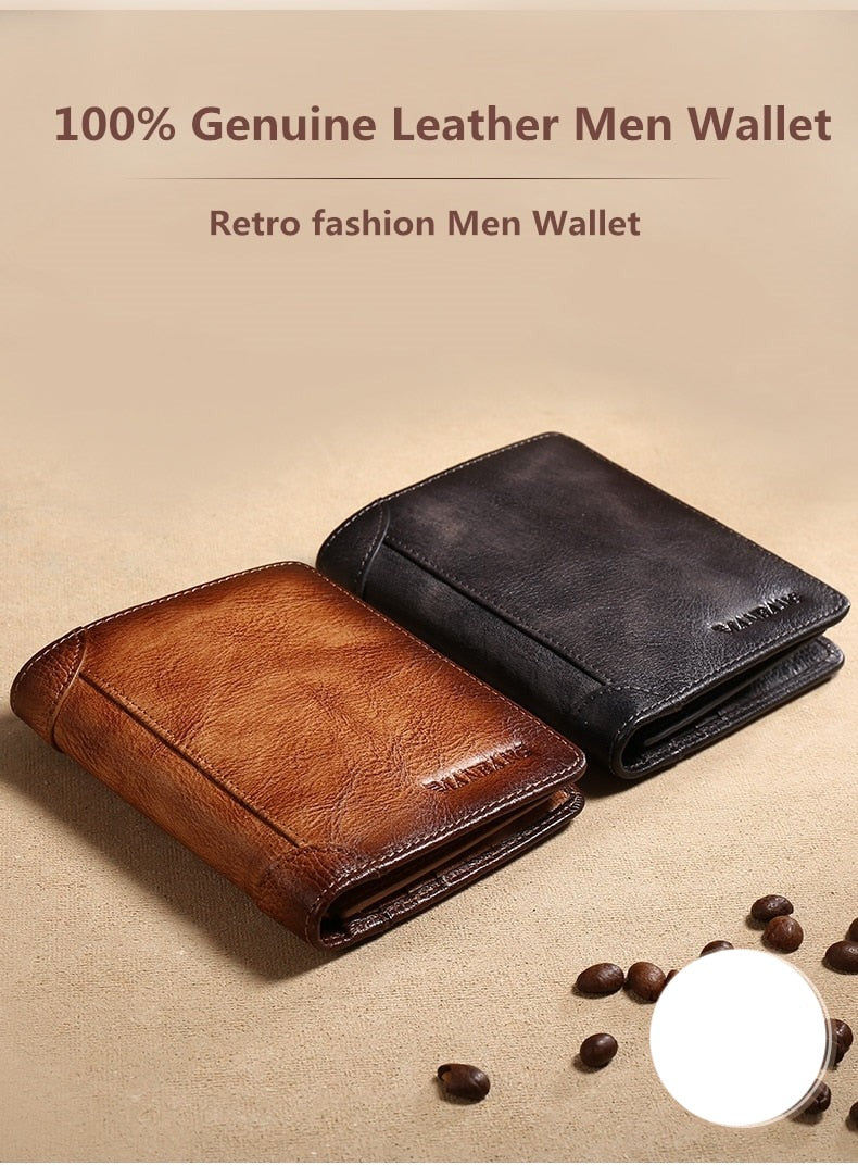 ParGrace  Genuine Leather Men Wallet Small Mini Card Holder  High Quality