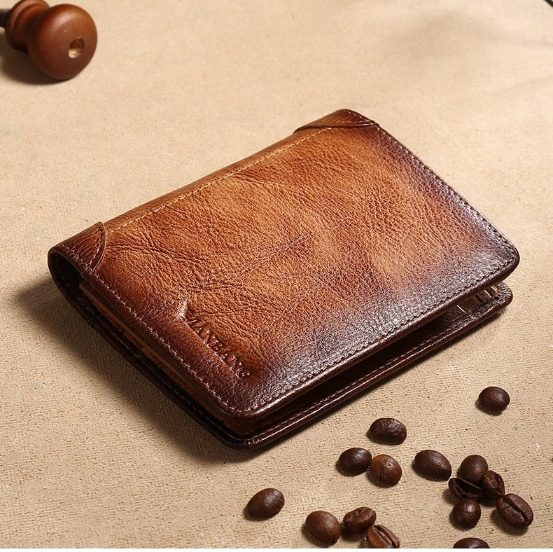 ParGrace  Genuine Leather Men Wallet Small Mini Card Holder  High Quality