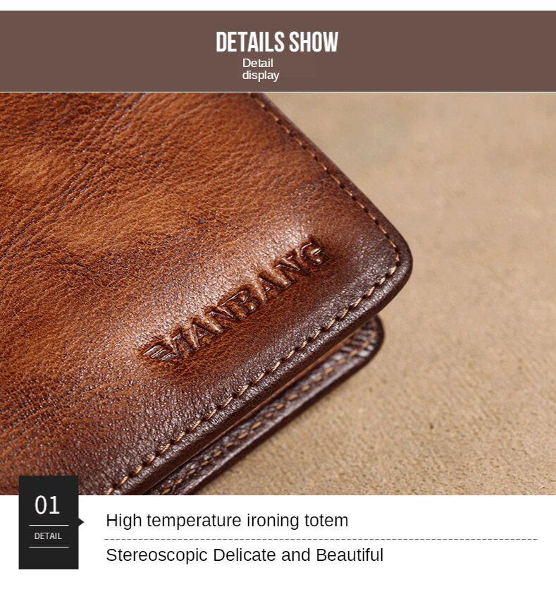 ParGrace  Genuine Leather Men Wallet Small Mini Card Holder  High Quality