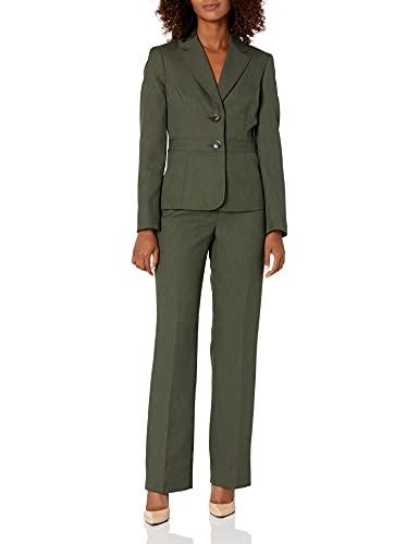 ParGrace  2 Button Jacket With Waistband & Kate Business Suit Pants Set, Loden Combo