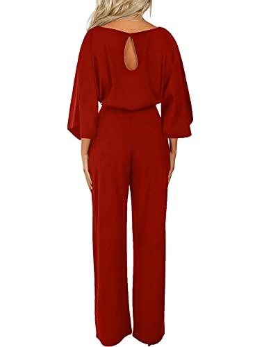 JCSS Women Casual Loose Short Sleeve Belted Wide Leg Pant Romper Jumpsuits