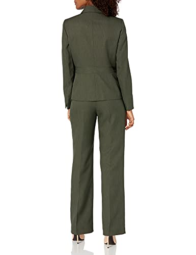 ParGrace  2 Button Jacket With Waistband & Kate Business Suit Pants Set, Loden Combo
