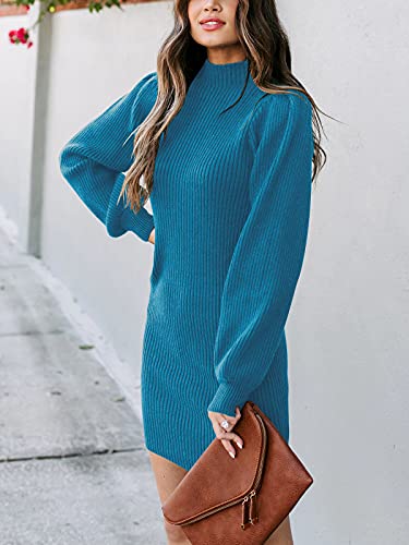 JCSS Women High Neck Long Sleeve Casual Knit Sweater Bodycon Dress for Winter A145kaqi-L Apricot