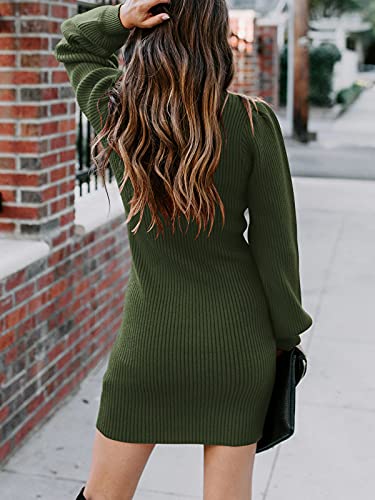 JCSS Women High Neck Long Sleeve Casual Knit Sweater Bodycon Dress for Winter A145kaqi-L Apricot