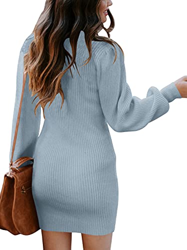 JCSS Women High Neck Long Sleeve Casual Knit Sweater Bodycon Dress for Winter A145kaqi-L Apricot