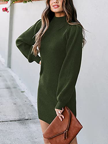 JCSS Women High Neck Long Sleeve Casual Knit Sweater Bodycon Dress for Winter A145kaqi-L Apricot