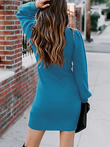 JCSS Women High Neck Long Sleeve Casual Knit Sweater Bodycon Dress for Winter A145kaqi-L Apricot