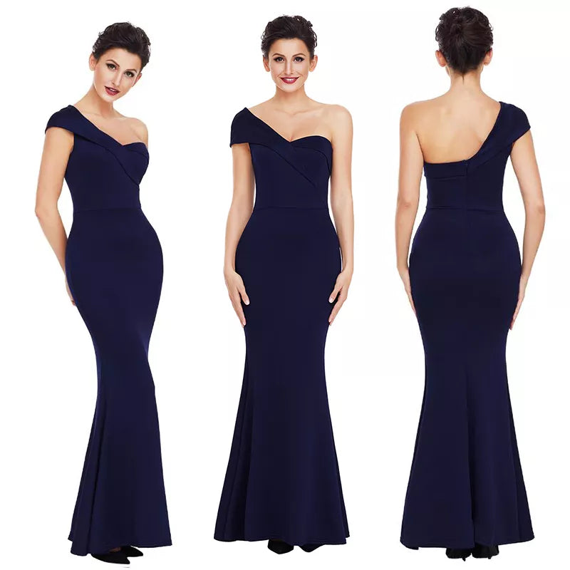 ParGrace One Shoulder Desgin Sexy Women Long Evening