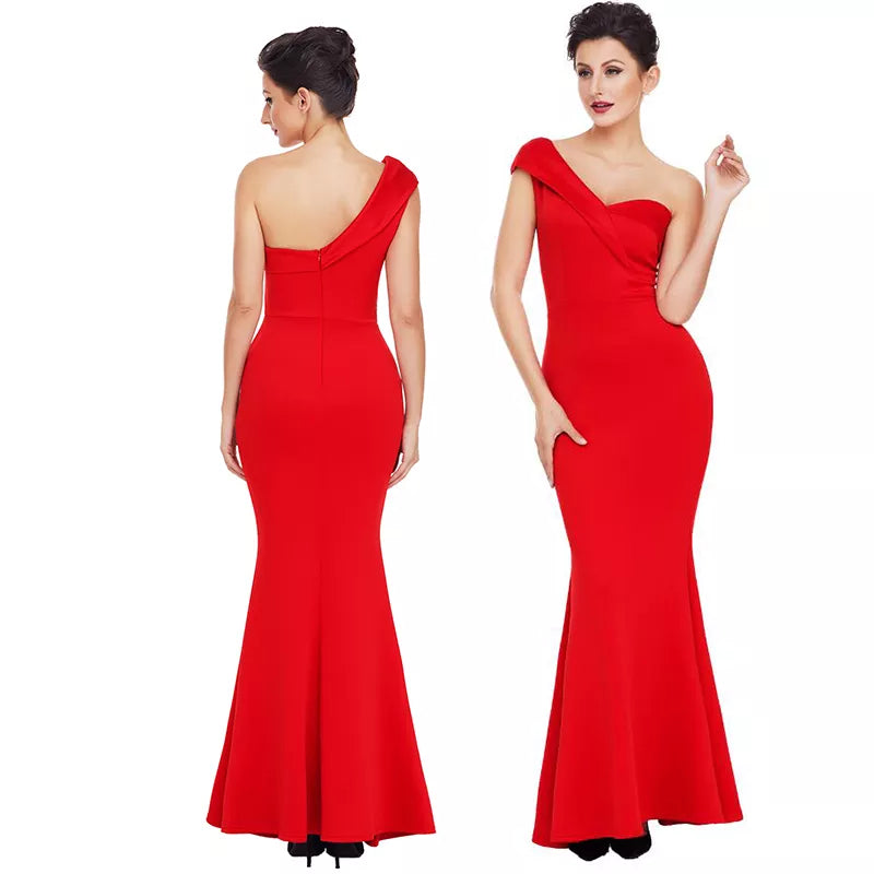 ParGrace One Shoulder Desgin Sexy Women Long Evening