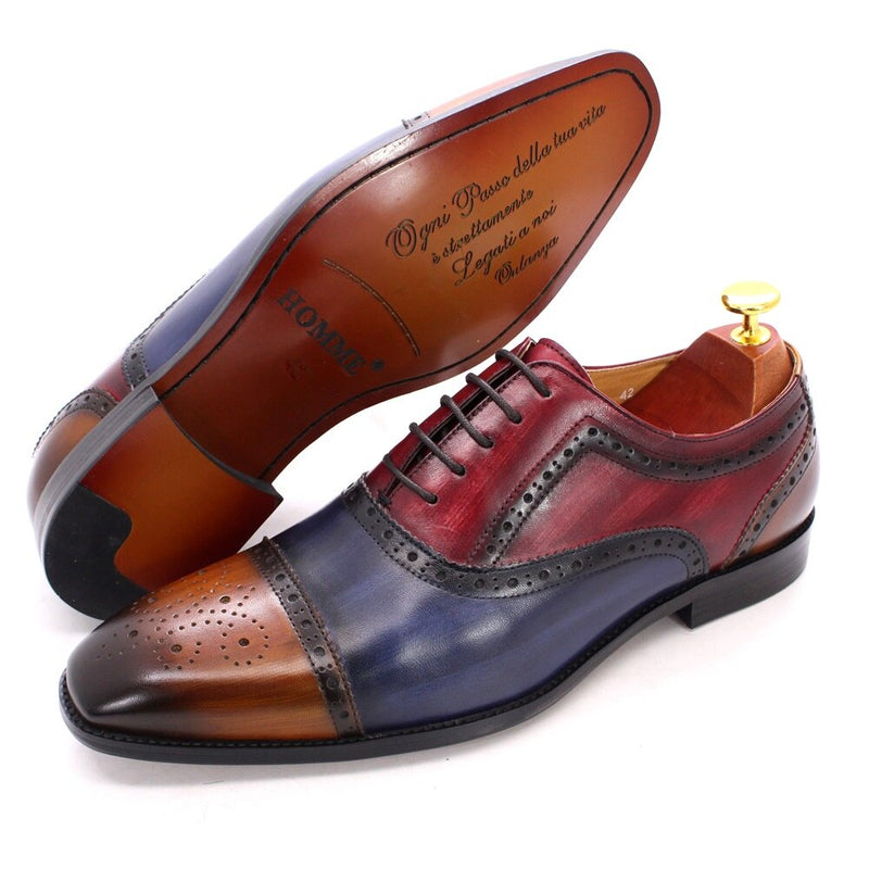 ParGrace‘s Oxford Shoes Handmade Genuine Calfskin Leather Brogue