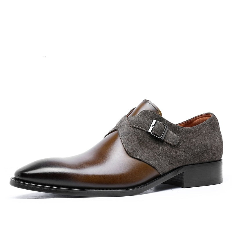 ParGrace  Leather Monk Designer shoes  Classic Style