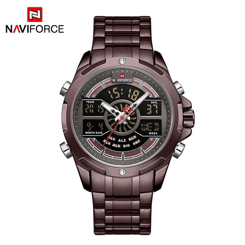 NAVIFORCE Digital Chronograph Sport Quartz Wrist Watch Stainless Steel Waterproof