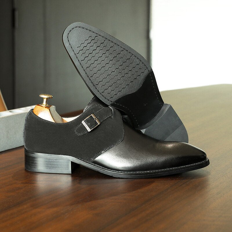 ParGrace  Leather Monk Designer shoes  Classic Style