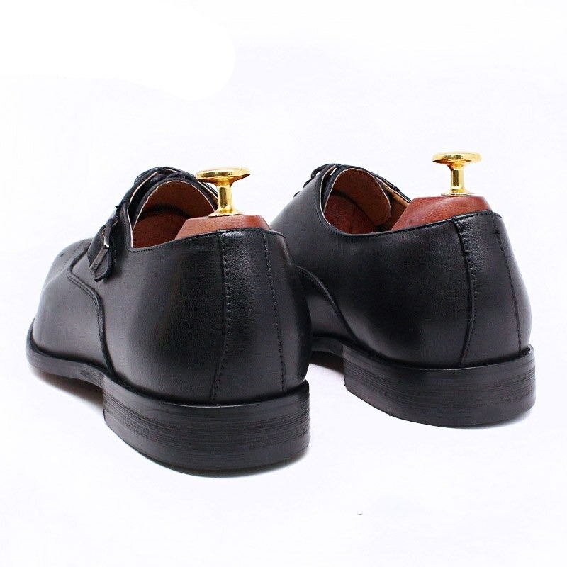 ParGrace Genuine Leather Oxford Shoes Buckle Lace-Up