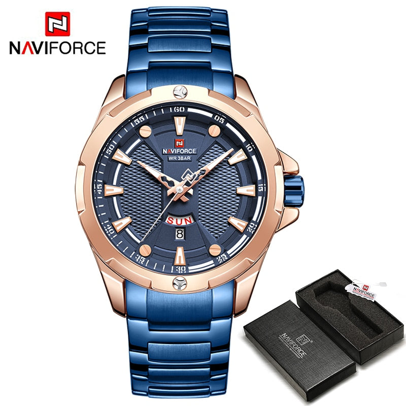 NAVIFORCE   Military Sport Quartz Wristwatch Casual Clock Stainless Steel Wateproof