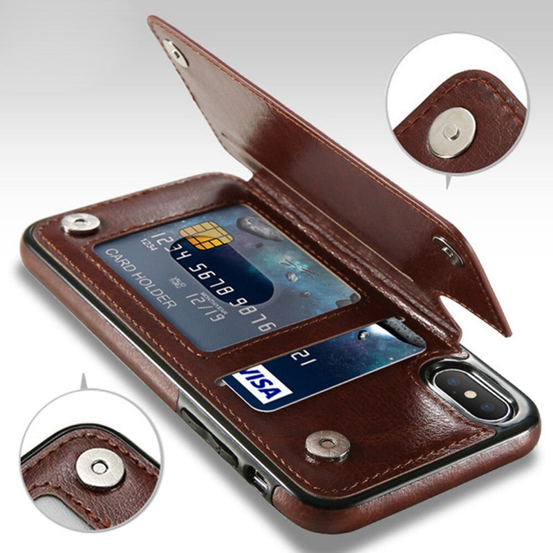 Luxury Slim Fit Premium Leather Cover For iPhones Plus Wallet Card Slots Shockproof Flip Case