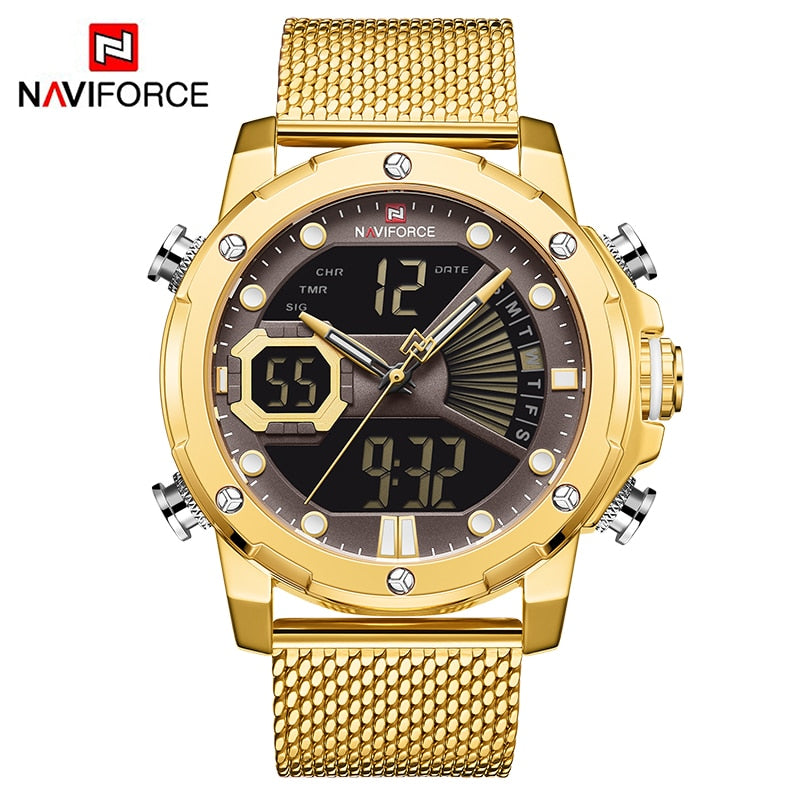 NAVIFORCE Original Luxury WatchesQuartz Dual Display Military Sports Wrist Waterproof