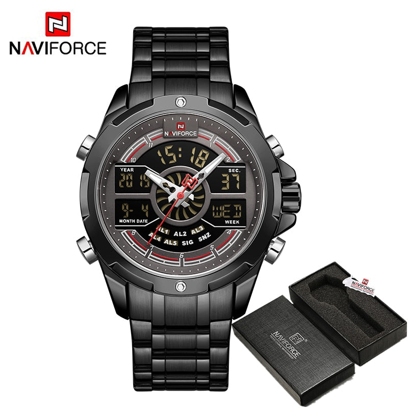 NAVIFORCE Digital Chronograph Sport Quartz Wrist Watch Stainless Steel Waterproof