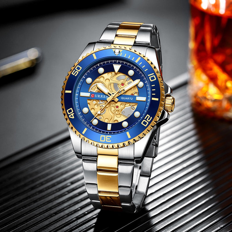 CURREN  Mechanical Design Quartz  Stainless Steel Band Luminous Wrist watches