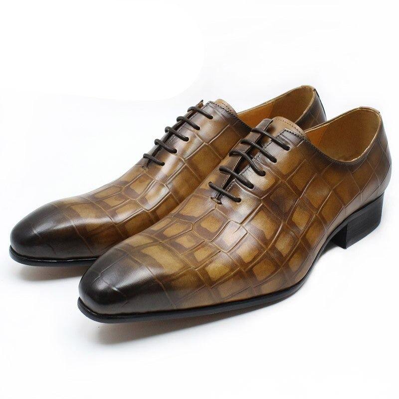 ParGrace New Style  Leather Shoes Crocodile Skin