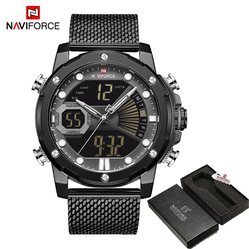 NAVIFORCE Original Luxury WatchesQuartz Dual Display Military Sports Wrist Waterproof