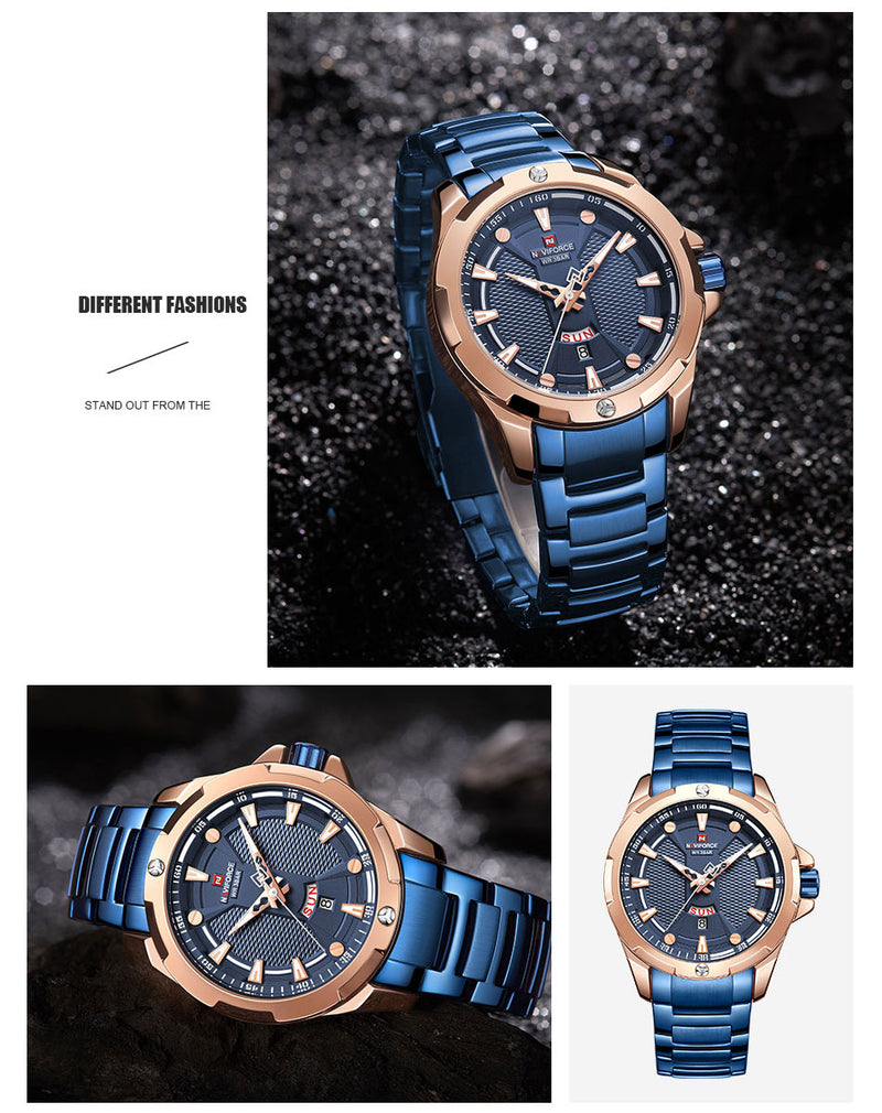 NAVIFORCE   Military Sport Quartz Wristwatch Casual Clock Stainless Steel Wateproof