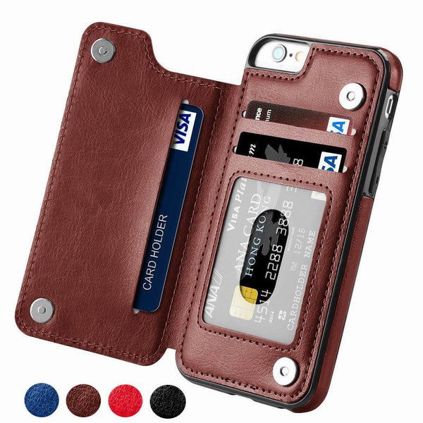 Luxury Slim Fit Premium Leather Cover For iPhones Plus Wallet Card Slots Shockproof Flip Case