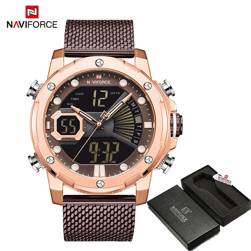 NAVIFORCE Original Luxury WatchesQuartz Dual Display Military Sports Wrist Waterproof