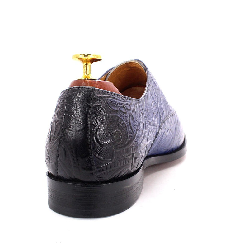 ParGrace Buckle Lace Up Pointed Oxford Genuine Leather