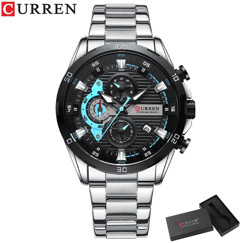 CURREN Stainless Steel WatchesCreative  Luminous Dial with Chronograph