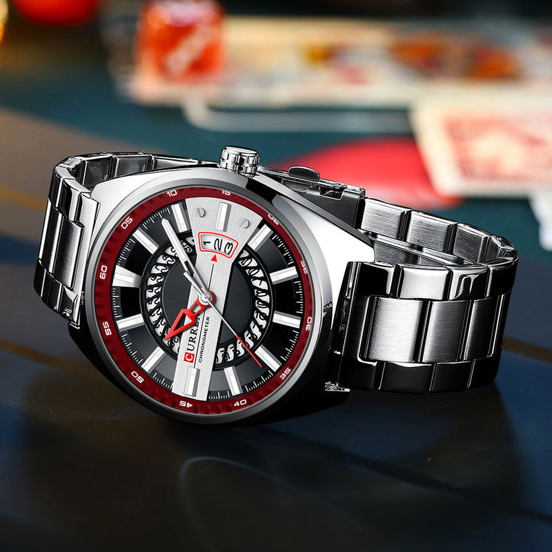 CURREN  Watch Stainless Steel Band Luxury Quartz Wristwatches Clock with Luminous