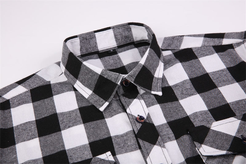 ParGrace Plaid Flannel Shirt  Regular Fit Casual Long-Sleeved Shirts