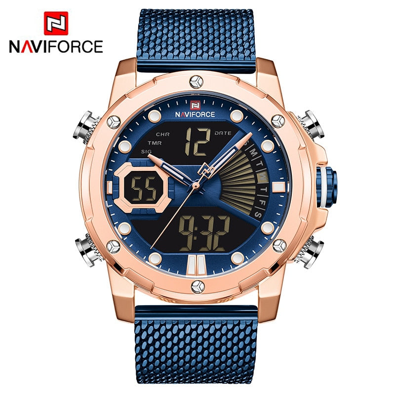 NAVIFORCE Original Luxury WatchesQuartz Dual Display Military Sports Wrist Waterproof