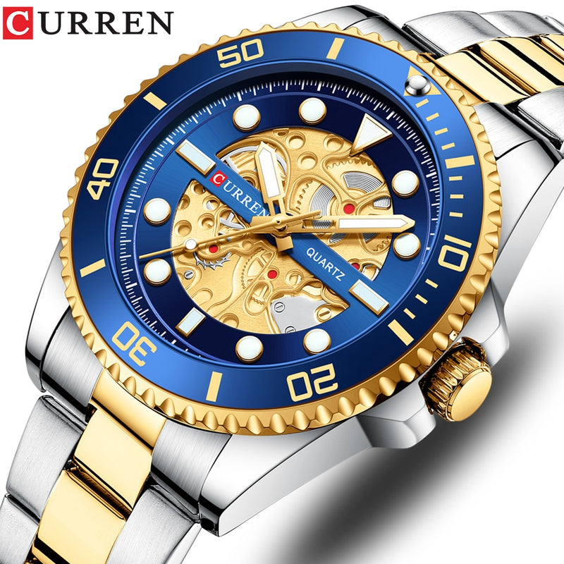 CURREN  Mechanical Design Quartz  Stainless Steel Band Luminous Wrist watches