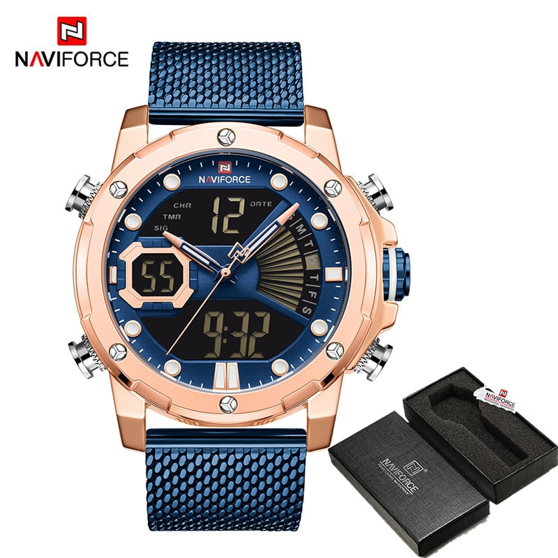 NAVIFORCE Original Luxury WatchesQuartz Dual Display Military Sports Wrist Waterproof