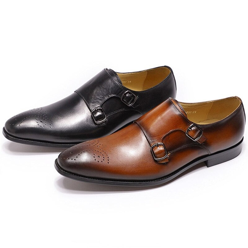 ParGrace Elegant Comfortable Double Monk Strap Slip on Loafers