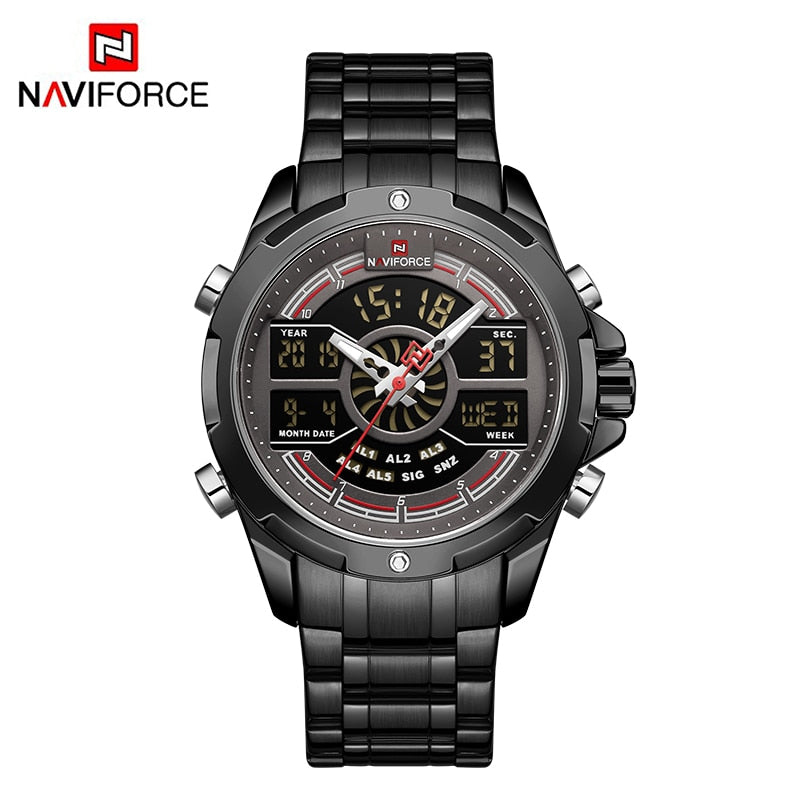 NAVIFORCE Digital Chronograph Sport Quartz Wrist Watch Stainless Steel Waterproof