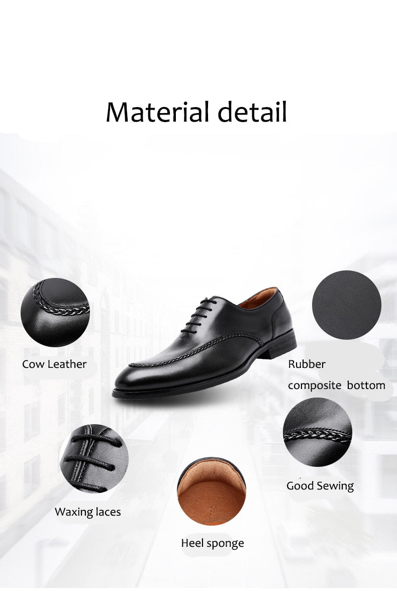 ParGrace British Toe Carved Genuine Leather  Business Shoes