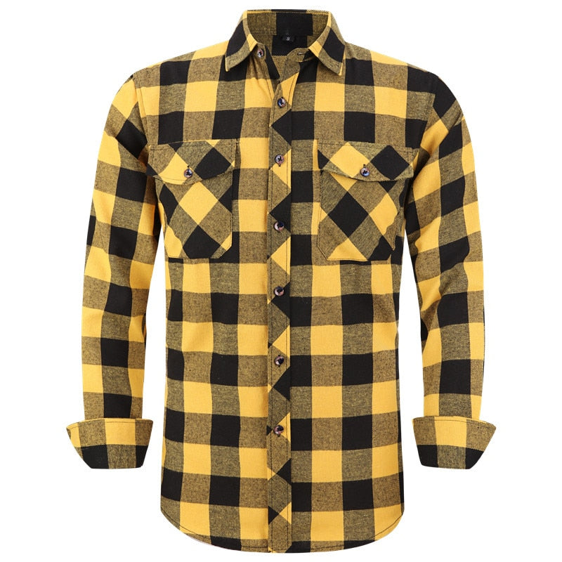 ParGrace Plaid Flannel Shirt  Regular Fit Casual Long-Sleeved Shirts