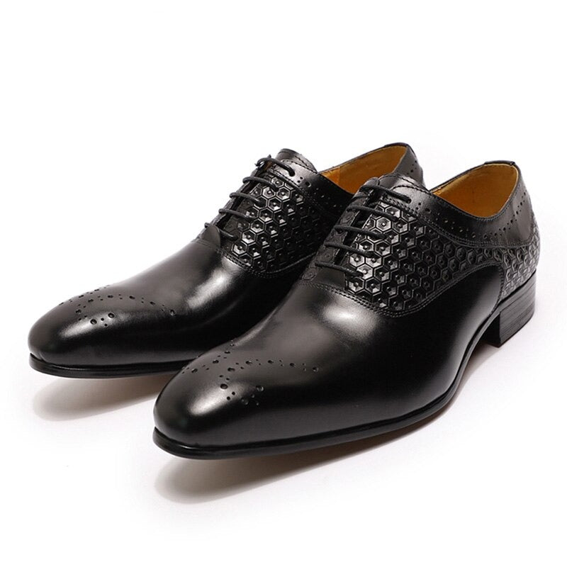 Luxury Men Oxford Brogue Shoes Office Wedding Genuine Leather Shoes for Men