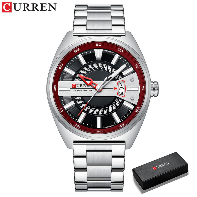 CURREN  Watch Stainless Steel Band Luxury Quartz Wristwatches Clock with Luminous
