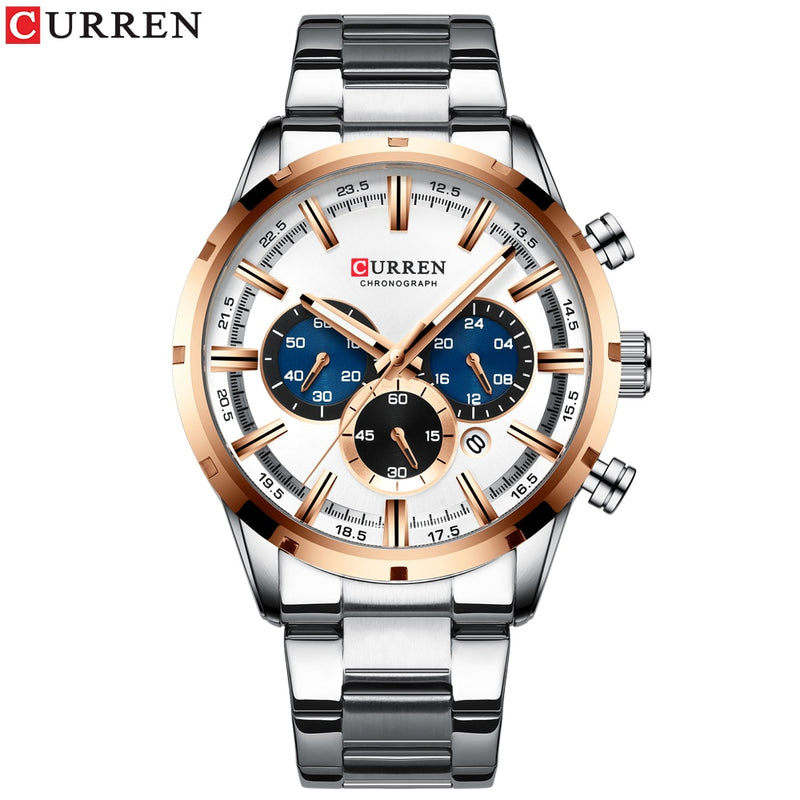 CURREN 2023 Watches with Stainless Steel Top Brand Luxury Sports Chronograph Quartz