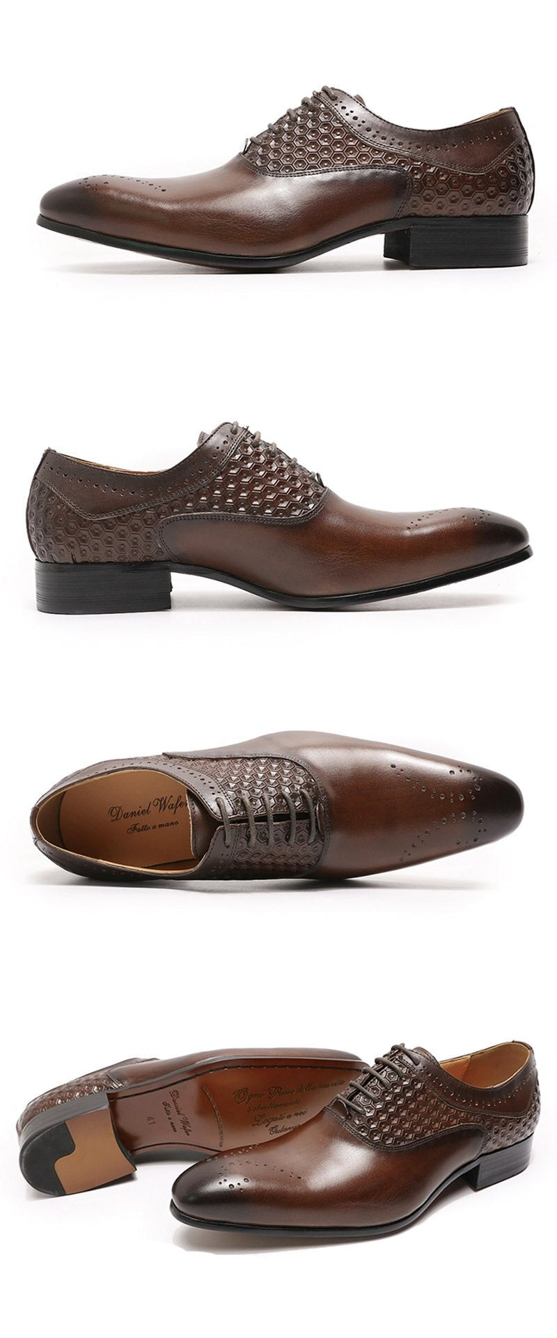 Luxury Men Oxford Brogue Shoes Office Wedding Genuine Leather Shoes for Men