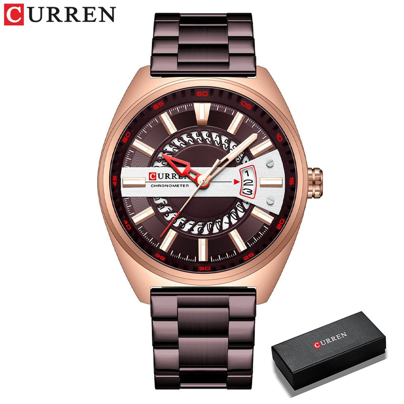 CURREN  Watch Stainless Steel Band Luxury Quartz Wristwatches Clock with Luminous