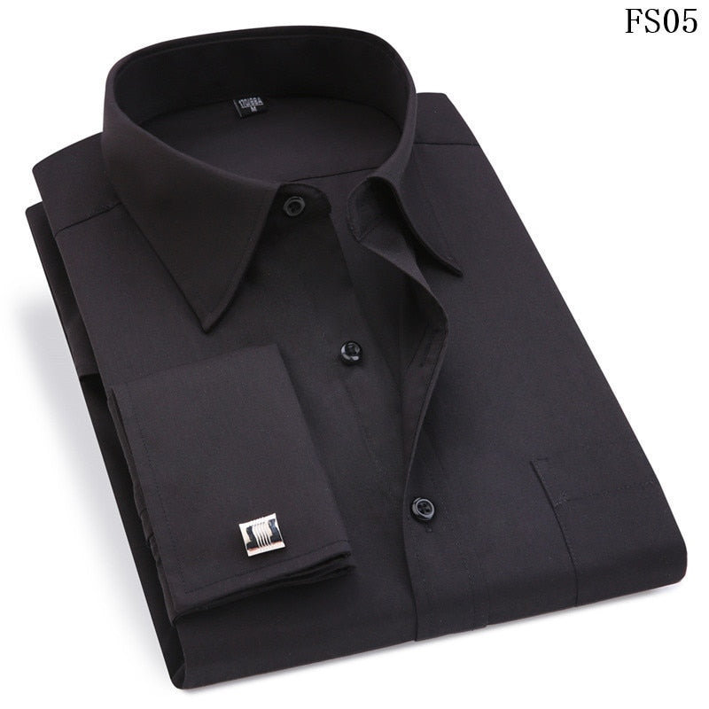 ParGrace Striped  French Cufflinks Shirts with Long Sleeve